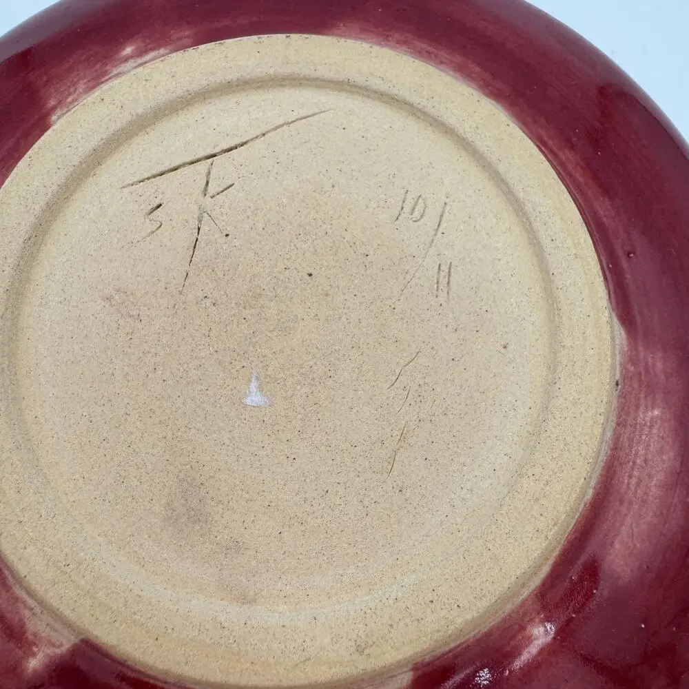 Pottery Plate Signed STK and Numbered 10/11 Holiday Decor by Simone Kilby